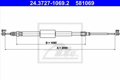 ATE 24.3727-1069.2 - Kézifék bowden RENAULT