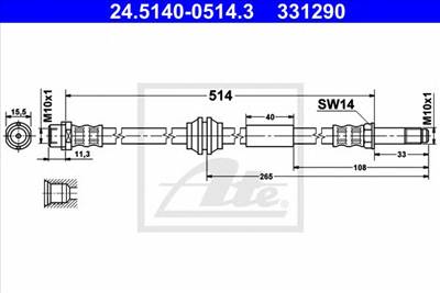 ATE 24.5140-0514.3 - fékcső VW