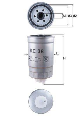 MAHLE KC 38 - Üzemanyagszűrő CITROËN FIAT FORD INTERNATIONAL HARV. IVECO LANCIA LAND ROVER PEUGEOT V