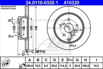 ATE 24.0110-0320.1 - féktárcsa TOYOTA