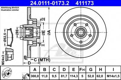 ATE 24.0111-0173.2 - féktárcsa RENAULT