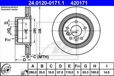 ATE 24.0120-0171.1 - féktárcsa OPEL VAUXHALL