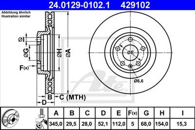 ATE 24.0129-0102.1 - féktárcsa AUDI