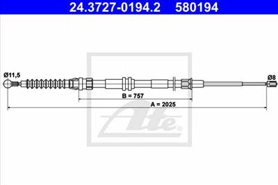 ATE 24.3727-0194.2 - Kézifék bowden VW