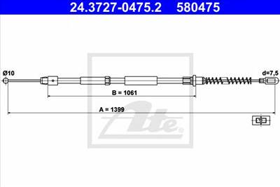 ATE 24.3727-0475.2 - Kézifék bowden MERCEDES-BENZ