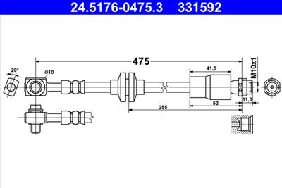 ATE 24.5176-0475.3 - fékcső CHEVROLET OPEL VAUXHALL