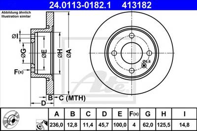 ATE 24.0113-0182.1 - féktárcsa SKODA VW