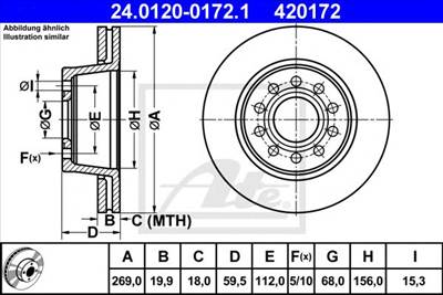 ATE 24.0120-0172.1 - féktárcsa AUDI