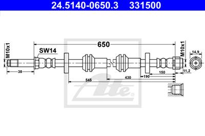ATE 24.5140-0650.3 - fékcső AUDI