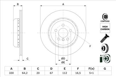 BOSCH 0 986 479 G14 - féktárcsa BMW
