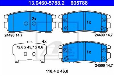 ATE 13.0460-5788.2 - fékbetét CHEVROLET HYUNDAI OPEL VAUXHALL