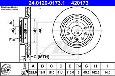 ATE 24.0120-0173.1 - féktárcsa CHEVROLET FIAT OPEL SAAB VAUXHALL