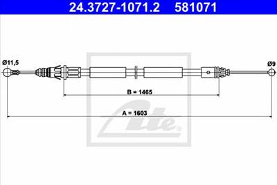 ATE 24.3727-1071.2 - Kézifék bowden NISSAN OPEL RENAULT VAUXHALL