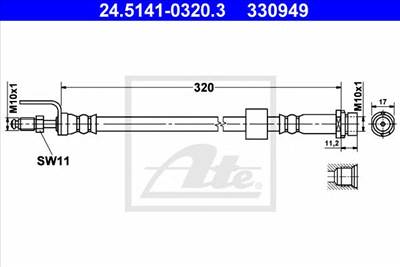ATE 24.5141-0320.3 - fékcső FORD