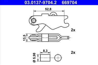 ATE 03.0137-9704.2 - tartozékkészlet, rögzítőfék pofa MAYBACH MERCEDES-BENZ VW