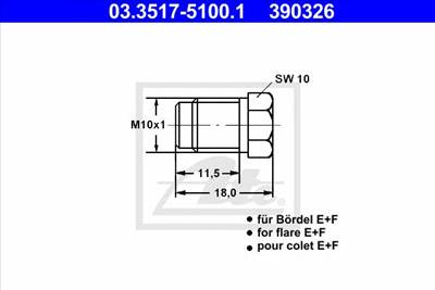 ATE 03.3517-5100.1 - zárócsavar, főfékhenger FORD PEUGEOT SEAT VOLVO VW