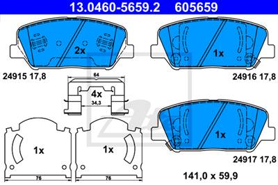 ATE 13.0460-5659.2 - fékbetét HYUNDAI KIA
