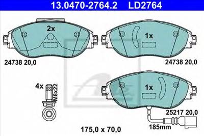ATE 13.0470-2764.2 - fékbetét AUDI SEAT SKODA VW