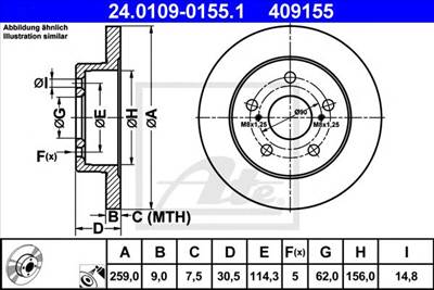 ATE 24.0109-0155.1 - féktárcsa TOYOTA