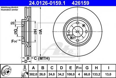 ATE 24.0126-0159.1 - féktárcsa CITROËN DS OPEL PEUGEOT VAUXHALL