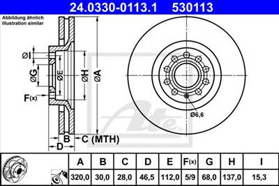 ATE 24.0330-0113.1 - féktárcsa AUDI SEAT