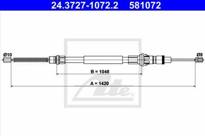 ATE 24.3727-1072.2 - Kézifék bowden NISSAN OPEL RENAULT VAUXHALL