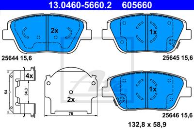 ATE 13.0460-5660.2 - fékbetét HYUNDAI KIA