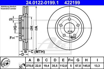 ATE 24.0122-0199.1 - féktárcsa MERCEDES-BENZ