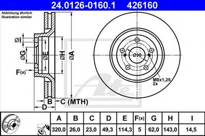 ATE 24.0126-0160.1 - féktárcsa TOYOTA