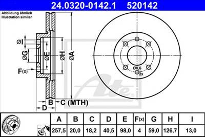 ATE 24.0320-0142.1 - féktárcsa ALFA ROMEO FIAT LANCIA