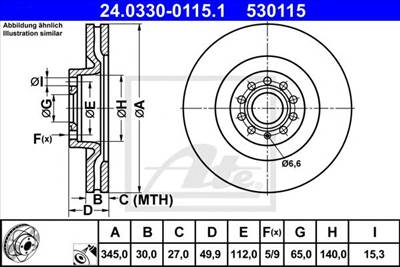 ATE 24.0330-0115.1 - féktárcsa AUDI SEAT SKODA VW
