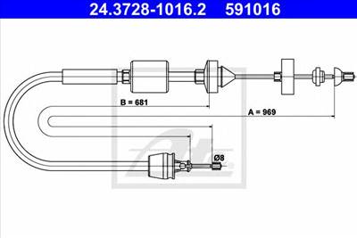 ATE 24.3728-1016.2 - kuplung bowden NISSAN RENAULT