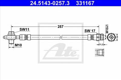 ATE 24.5143-0257.3 - fékcső AUDI SEAT VW
