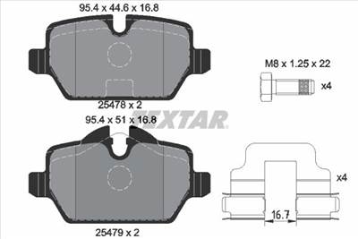 Fékbetét készlet TEXTAR 2547801 for MINI