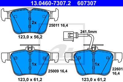 ATE 13.0460-7307.2 - fékbetét AUDI
