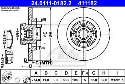 ATE 24.0111-0182.2 - féktárcsa MERCEDES-BENZ RENAULT