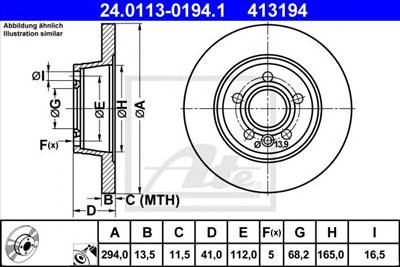 ATE 24.0113-0194.1 - féktárcsa FORD SEAT VW