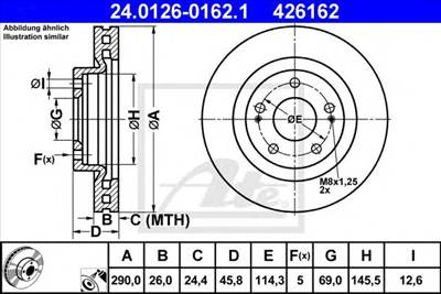 ATE 24.0126-0162.1 - féktárcsa MITSUBISHI