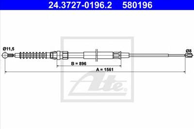 ATE 24.3727-0196.2 - Kézifék bowden VW