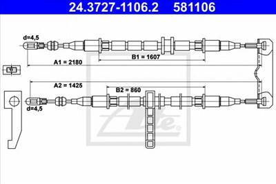 ATE 24.3727-1106.2 - Kézifék bowden SAAB