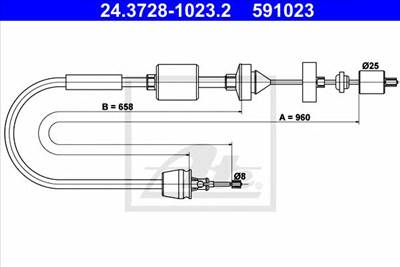 ATE 24.3728-1023.2 - kuplung bowden NISSAN RENAULT