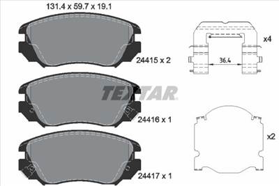 Fékbetét készlet TEXTAR 2441501 for CHEVROLET, OPEL, VAUXHALL, GMC, …