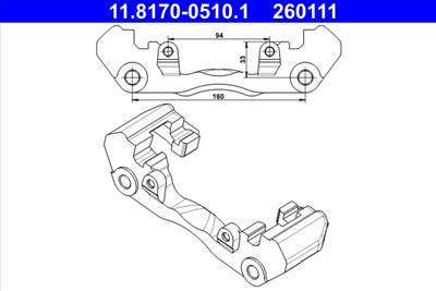 ATE 11.8170-0510.1 - féknyereg tartó MERCEDES-BENZ VW