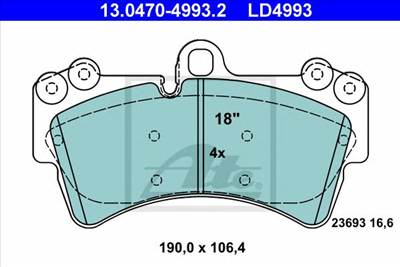 ATE 13.0470-4993.2 - fékbetét AUDI PORSCHE VW