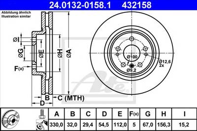 ATE 24.0132-0158.1 - féktárcsa MERCEDES-BENZ