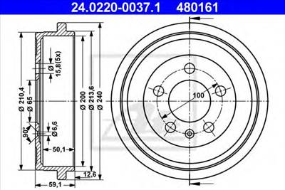 ATE 24.0220-0037.1 - fékdob AUDI SEAT SKODA VW