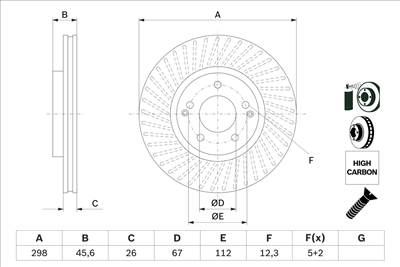 BOSCH 0 986 479 E36 - féktárcsa SSANGYONG