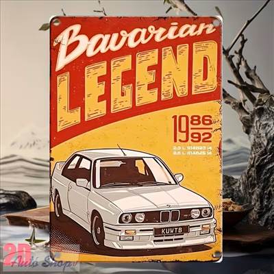 BMW Legend BMW FALI FÉMPLAKÁT FÉM TÁBLA 30X20CM BMW szerelmeseinek, Autórajóngóknak Klasszikus Autó Illusztrációval