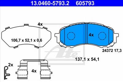 ATE 13.0460-5793.2 - fékbetét SUBARU