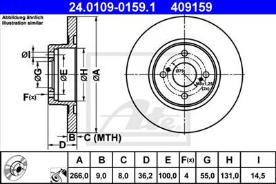 ATE 24.0109-0159.1 - féktárcsa TOYOTA